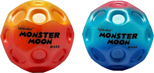 Waboba Monster Moon Ball – La nueva bola de rebote más grande – Paquete de 2 (colores surtidos)