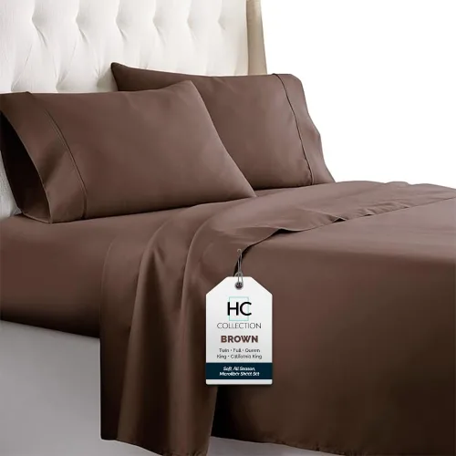 Miniatura 11 de HC COLLECTION Sábanas de cama California King, Hotel Luxury Platinum Serie 1800, sábana encimera de microfibra cepillada, sábana bajera de bolsillo