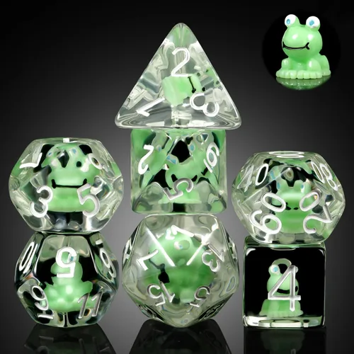 Miniatura 31 de Juego de dados de conejo DND, DNDND 7 dados poliédricos de resina con bolsa de terciopelo para juegos de rol D&D Dungeons and Dragons