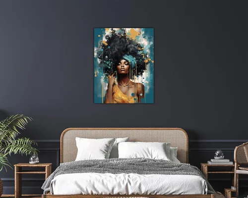 Miniatura 157 de Arte de pared afroamericano, decoración de rey y reina bailarín negro para sala de estar, arte de pareja de amor negro para dormitorio, lienzo