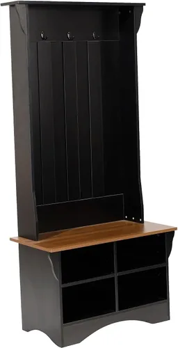 Miniatura 10 de Flash Furniture Árbol de pasillo de cachemira con banco de almacenamiento, almacenamiento inferior ajustable, tablero decorativo con 3 ganchos