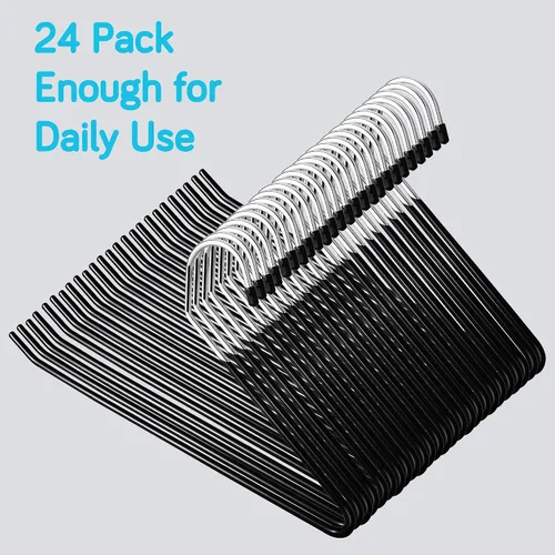 Miniatura 8 de IPOW Paquete de 24 perchas de metal resistentes para pantalones, perchas para armario, perchas de ropa de extremo abierto para pantalones holgados
