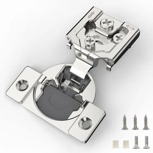Miniatura 15 de Furniware 10 Piezas Bisagras de Gabinete de Cierre Suave Superpuestas de 1 Pulgada para Gabinete de Marco Frontal, Acero Inoxidable, Ángulo