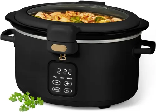 Miniatura 4 de Olla de cocción lenta programable de 4 cuartos con tapa con bisagras, pantalla táctil, múltiples ajustes de calor, ideal para comidas familiares