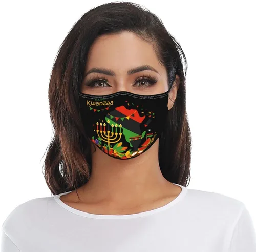 Miniatura 8 de UJVPXH Happy Kwanzaa - Mascarilla facial decorativa ajustable reutilizable al viento