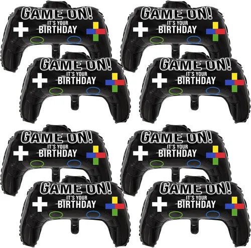 Gejoy - 8 globos de aluminio para controlador de juegos, 23.6 x 15.7 pulgadas, globos de fiesta de videojuegos para fiesta de cumpleaños de