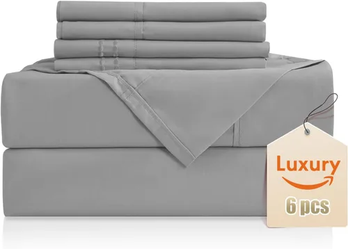 Miniatura 35 de CozySmile Juego de sábanas transpirables y refrescantes, sábanas de lujo de 4 piezas con bolsillo profundo para cama de tamaño matrimonial, se Beige