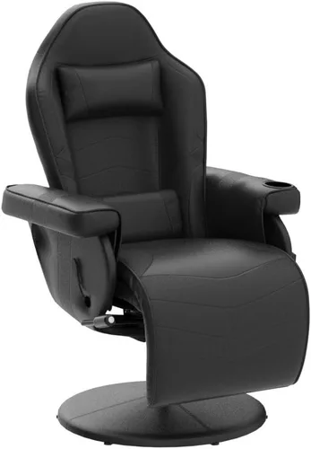 Miniatura 4 de LVUYOYO Silla reclinable para juegos, silla de juegos con reposapiés y masaje, respaldo alto de cuero PU reclinable para juegos con altura