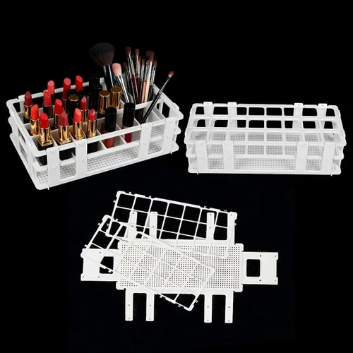Paquete de 2 soportes para lápices labiales de 24 rejillas, soporte multifuncional para almacenamiento de artículos de papelería cosmética, estuche