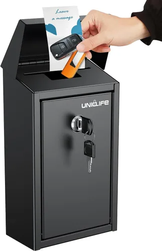 Miniatura 12 de Uniclife Caja para llaves para exterior, caja de donación de metal con cerradura de combinación, caja de sugerencias segura, buzón montado