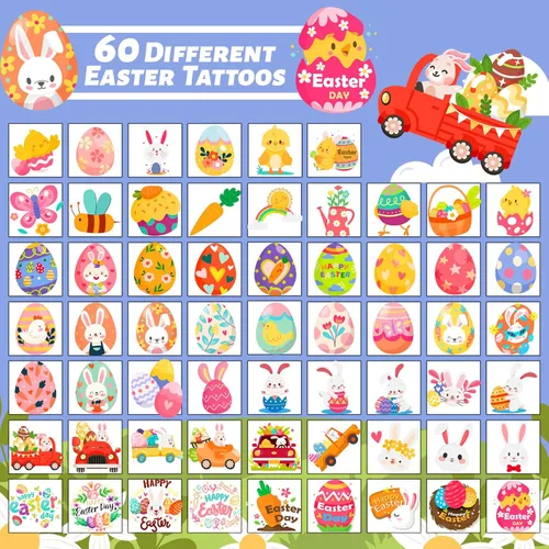 Miniatura 6 de winthrop 240 tatuajes temporales de Pascua a granel para niños, envueltos individualmente, impermeables, tatuajes de seguridad, la mejor opción