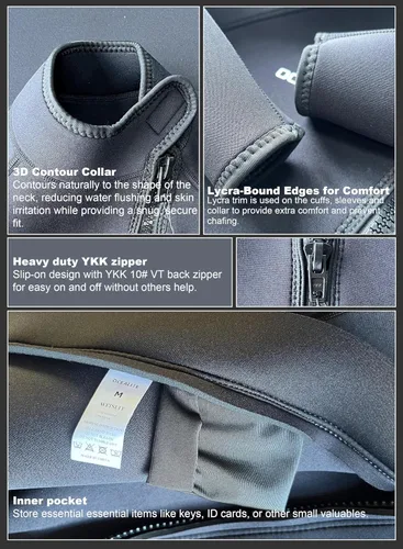Miniatura 4 de Traje de neopreno para hombre con cremallera frontal completa, 0.118 in, 4/0.118 in, 5/0.157 in, neopreno para surf, buceo, esnórquel, natación