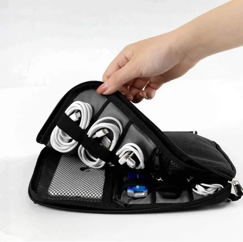 Miniatura 3 de Organizador de cables de viaje, organizador electrónico portátil impermeable para cable USB, cargador de teléfono, auriculares, tarjeta SD, 5