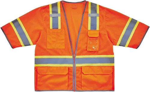 Miniatura 2 de Ergodyne Chaleco de seguridad reflectante unisex para adultos, Ansi 3, tono, 6 bolsillos de fácil acceso, clase 3, dos tonos, chaleco de agrimensura