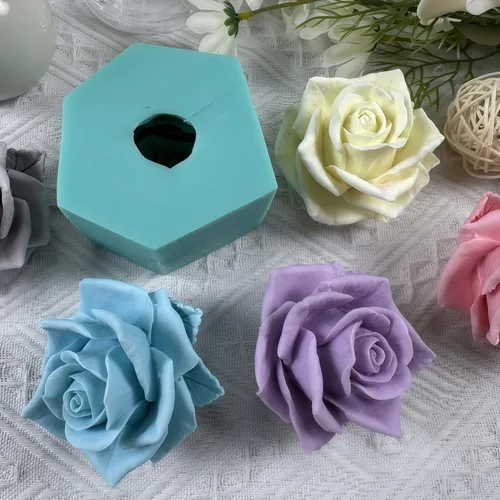 Miniatura 6 de Molde de Silicona 3D de Flor de Rosa Floreciente para Resina Flor Jabón Vela Haciendo Moldes DIY Molde de Pastel de Boda Decorando con Epoxi Molde