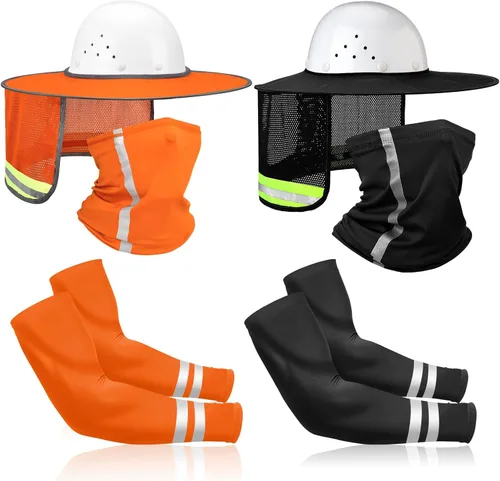Miniatura 10 de SATINIOR 8 unidades de sombrero duro de ala completa para el sol, protección solar, protección para el cuello, polaina para el cuello, bufanda Gris