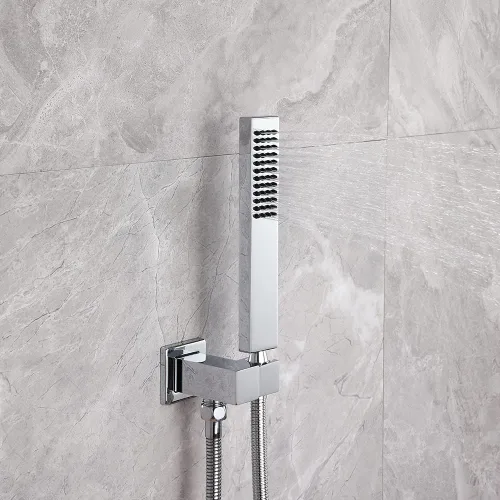 Miniatura 2 de Asyas Varita de ducha de mano de alta presión de latón cromado con conector de pared de codo ajustable, soporte de ducha y manguera de 59 pulgadas