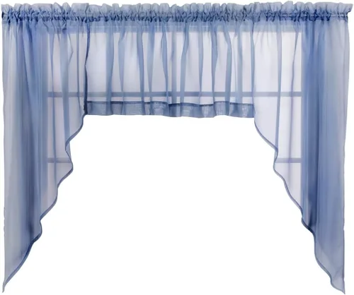 Miniatura 66 de Stylemaster Elegance Cenefa recta de gasa transparente, 60 x 14 pulgadas, color dorado