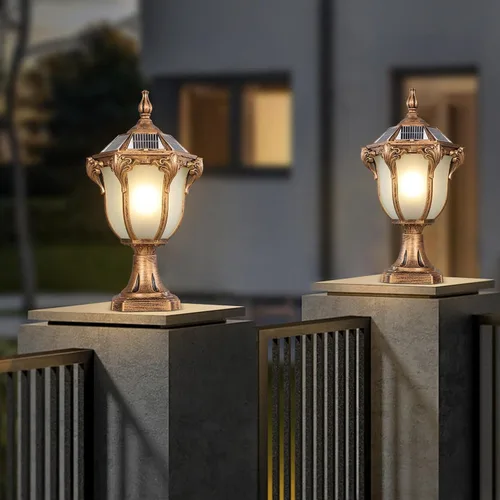 Miniatura 3 de SLAWA 2 paquetes de lámparas de pilar solar de 18.1 pulgadas, luces de tapa de poste exterior, lámparas de iluminación de poste de energía solar