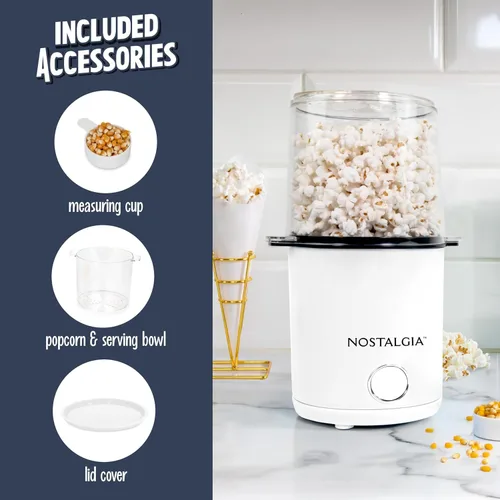 Miniatura 6 de Nostalgia Máquina de Palomitas de Aire Caliente de 8 Tazas y Tazón - Tazón y Tapa 2 en 1, Taza Medidora de 2 oz - Palomitas Sin Aceite para Noches