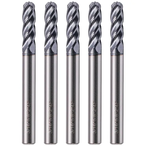 Miniatura 9 de BestParts 5 fresas de punta de bola de carburo sólido de alto rendimiento, revestimiento AlTiN, 4 flautas, hélice de 30 grados, diámetro de corte