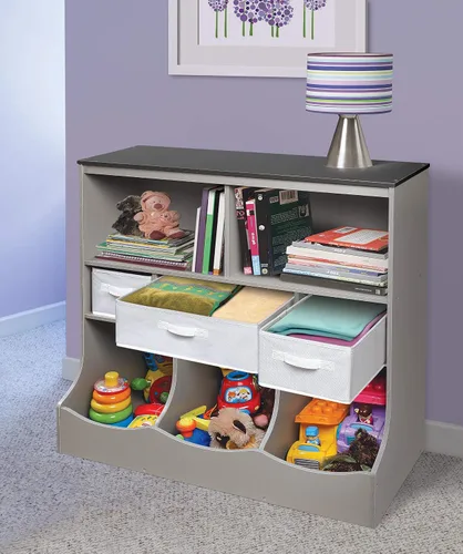 Miniatura 2 de Badger Basket Combo organizador de almacenamiento de juguetes y estantería, unidad de almacenamiento para niños con 3 cestas extraíbles, estantes