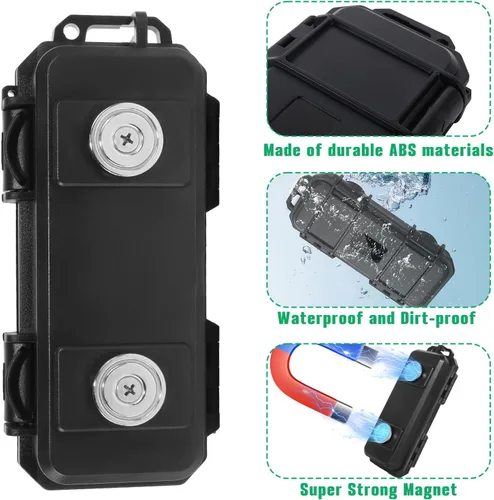 Miniatura 5 de Llavero magnético debajo del automóvil, caja magnética impermeable para llaves para ocultar una llave en el exterior con 2 imanes fuertes, llavero