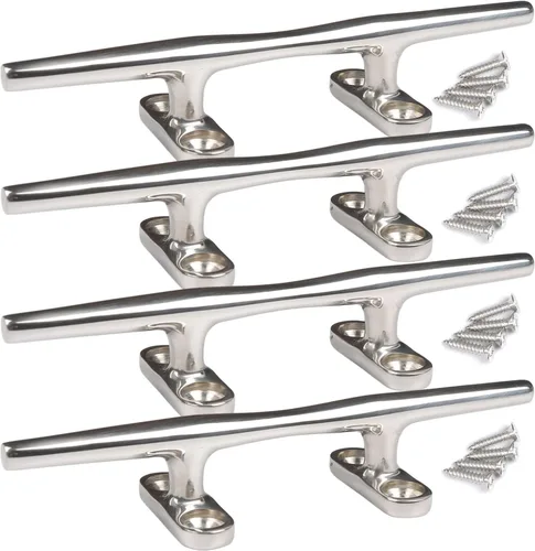 Boat Cleats 4 inch/5 inch/6 inch/8 inch Marine Dock Cleats Stainless Steel Boat Rope Cleat with Fasteners for Marine, Deck, Nautical Décor plateado