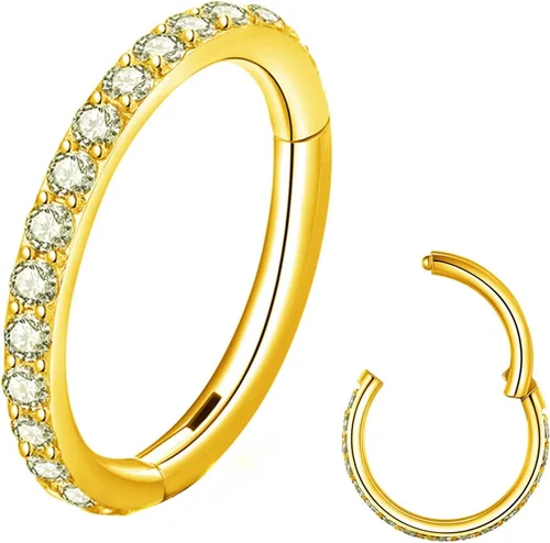 Miniatura 16 de Aretes de acero quirúrgico 316L con circonia cúbica transparente, para cartílago, concha, hélix, rook, tragus, lóbulo, piercing para el cuerpo