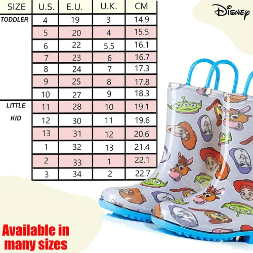 Miniatura 6 de Disney Toy Story - Botas de lluvia impermeables de PVC para niños, con Buzz Lightyear, Woody, asas fáciles de poner, para niños pequeños y niños