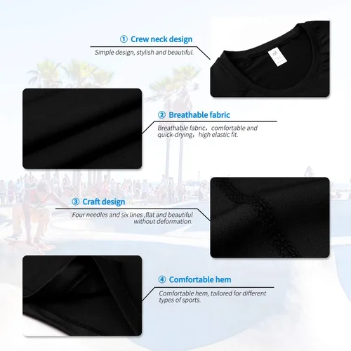 Miniatura 3 de Men's Compression Shirts Short Sleeve Athletic Workout Undershirts Quick Dry Base Layer Sports T-Shirts Running Tops