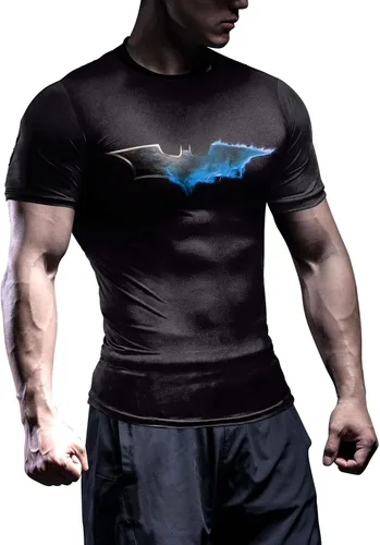 Miniatura 2 de Camisa de compresión para hombre, manga corta, camiseta casual y deportiva, camiseta atlética para fitness