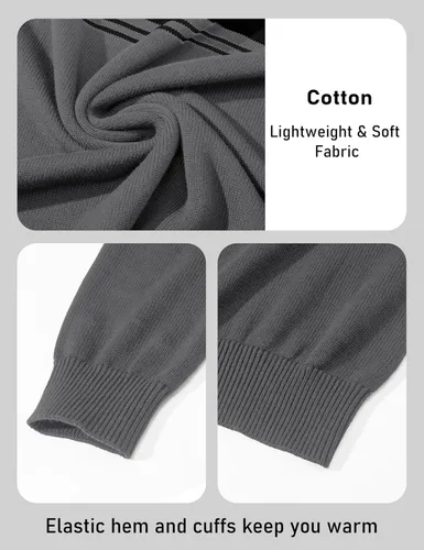Miniatura 24 de MAGCOMSEN Suéteres de algodón con cremallera de 1/4 para hombre, suéter tipo polo, a rayas, para otoño e invierno, sudaderas cálidas