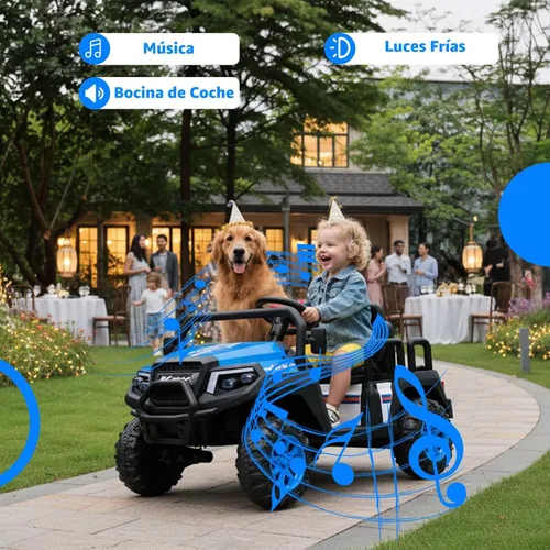 Miniatura 7 de Coche eléctrico para niños, juguetes de 24 V y 4 plazas con control remoto para padres, suspensión de 4 ruedas, capacidad máxima de peso de 220 Azul