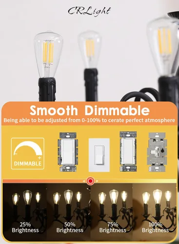 Miniatura 4 de Bombilla LED regulable de 6 W, 3000 K, blanco suave, equivalente a 800 W, 800 LM, bombillas LED E12, bombillas de cristal transparente estilo Edison