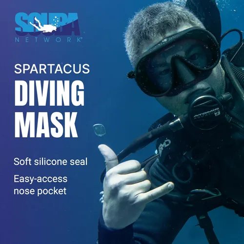 Miniatura 2 de Spartacus Frameless Dive Mask, Ultra-Clear Low-Iron Glass, Wide View, Low Volume, 100% Silicone Skirt