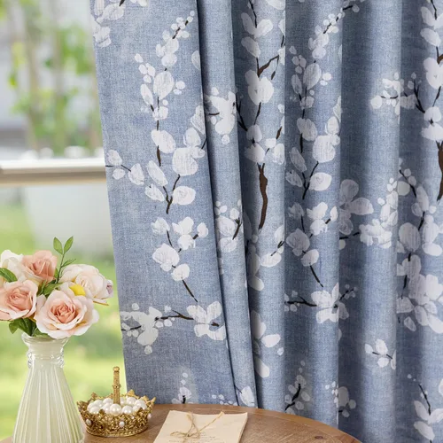 Miniatura 22 de FMFUNCTEX - Cortinas 100% blackout, 63 pulgadas de largo, estampado floral, aislamiento térmico, bolsillo para cortinero, 2 paneles, estilo granja