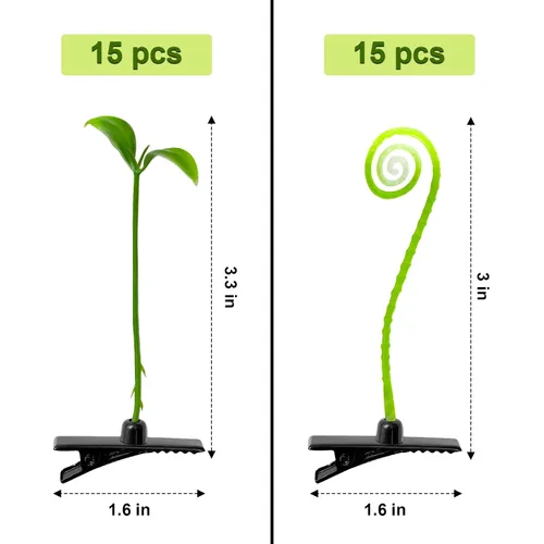 Miniatura 2 de Juego de 30 pinzas para el cabello con brotes de frijoles, bonitos pasadores de pelo de plantas verdes para mujeres, niñas y niños, horquillas