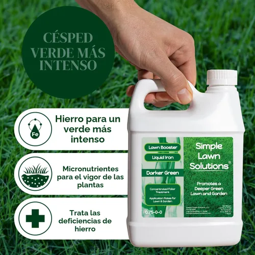 Miniatura 3 de Simple Lawn Solutions - Fertilizante líquido de hierro verde oscuro - Micronutrientes quelatados - Refuerzo verde concentrado para césped, plantas