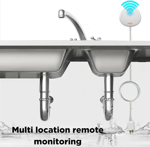 Miniatura 3 de MOBI Detector inteligente de fugas de agua WiFi, alertas de aplicaciones, alarma con sensor de inundación con sonda de extensión de 48 pulgadas,