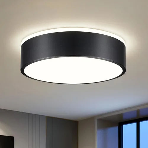 Luces de techo negras de montaje empotrado, moderno, regulable, 5CCT, cerca de la iluminación, lámpara de techo redonda LED de 2700 K-6000 K para