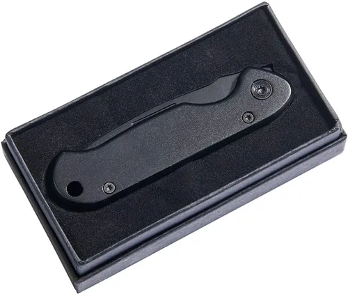 Miniatura 3 de Creative Gifts International Cuchillo de bolsillo con bloqueo negro mate Hoja de acero inoxidable Mango de aluminio Cerrado de 3.5 pulgadas