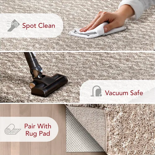 Miniatura 3 de nuLOOM Cuellar Chevron Shag Alfombra de Área, 9x12, Crema