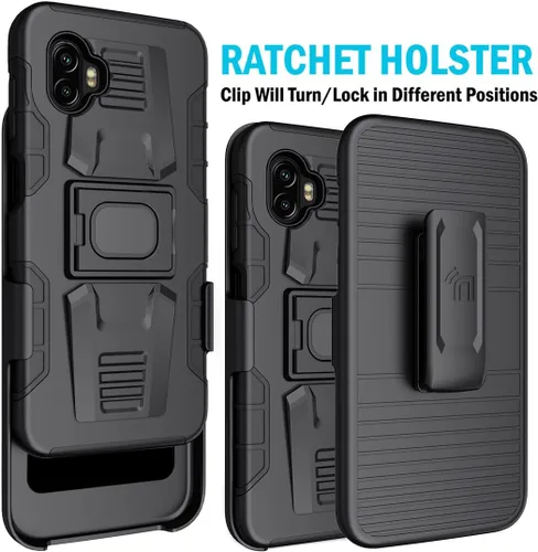 Miniatura 3 de Funda con clip para Galaxy XCover 6 Pro, Nakedcellphone Funda de agarre de anillo resistente con soporte [placa de montaje integrada]