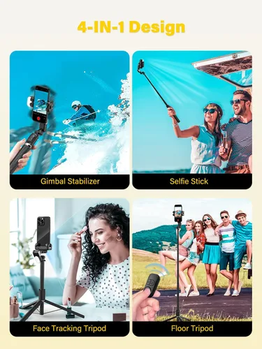 Miniatura 3 de Estabilizador de cardán para smartphone, estabilizador de 2 ejes sin seguimiento facial de aplicación, trípode portátil 4 en 1, estabilizador