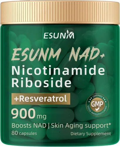 ESUNM Suplemento liposomal NAD+ con resveratrol, suplemento NMN NAD Resveratrol apoya la salud celular, resistencia y envejecimiento saludable,