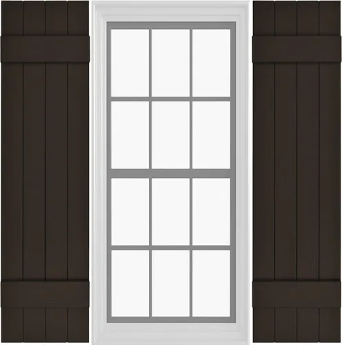Miniatura 39 de Persianas de Vinilo Board & Batten (1 Par) 11"x31" (3-Tableros) - Negro Cosmos/Pintable Persianas Exteriores para Ventanas Incluye Herrajes