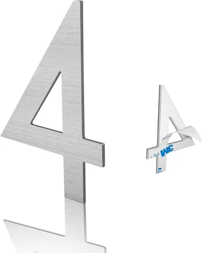 Miniatura 11 de Números de casa modernos de 3 pulgadas, número de buzón de correo plateado cepillado, material de acero inoxidable, números de puerta autoadhesivos 7