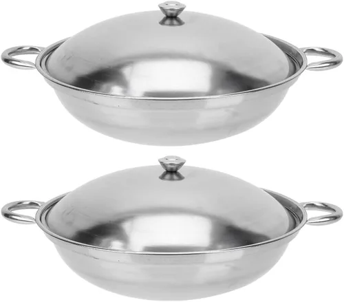 Kichvoe Juego de ollas de cocina de acero inoxidable con asas dobles de 9.44 pulgadas, olla multiusos para cocinar platos calientes y mariscos,