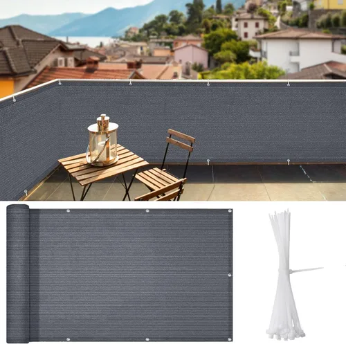 Miniatura 15 de iCover 3x10 pies de valla de pantalla de privacidad para balcón, cubierta de valla de barandilla resistente a los rayos UV para porche, terraza, Gris